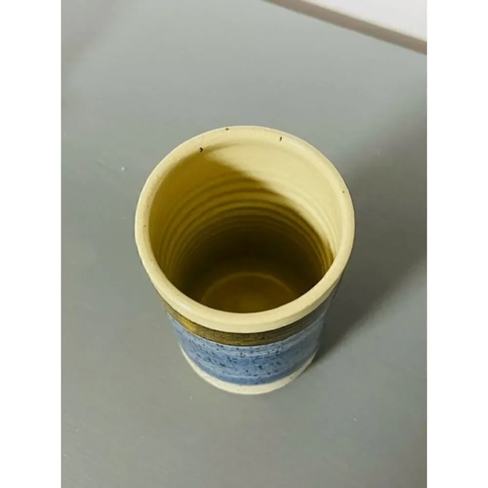Potters Field Pottery Cup Blue Cream Brown 4.75